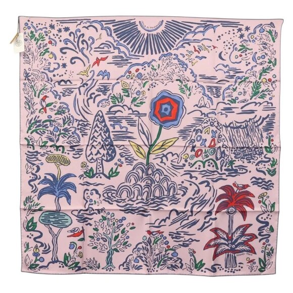 HERMES Carre 90 Scarf ""ISOLA DI PRIMAVERA"" Silk Pink Auth 133737 - Picture 7 of 16